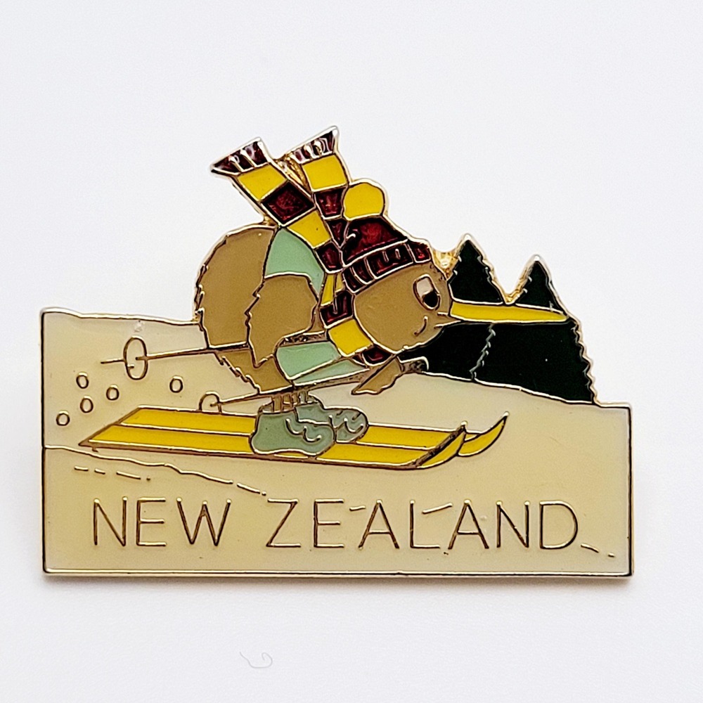 New‎ Zealand Ski Pin Lapel Kiwi Tack Back